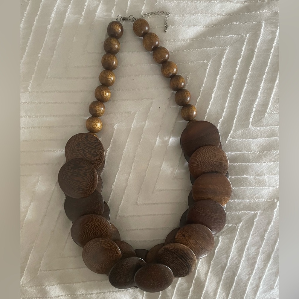 Anthropologie Elegant Brown Wooden Bead Necklace